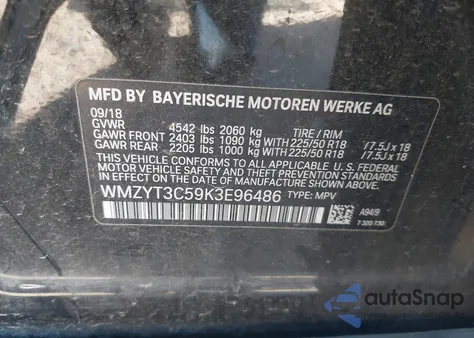 2019 Mini Countryman Cooper S z USA, uszkodzony, nr VIN WMZYT3C59K3E96486